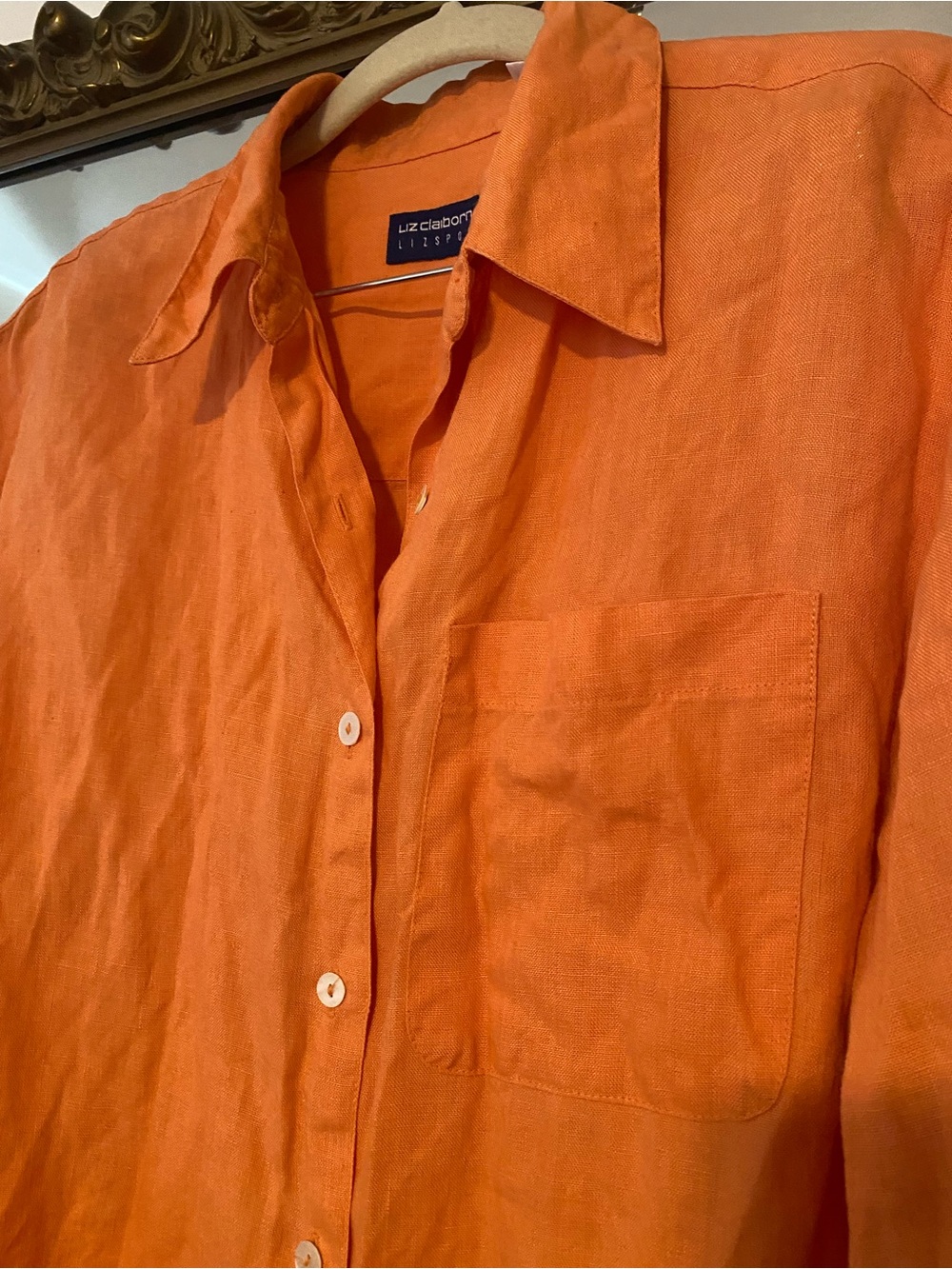 Orange Linen Button Down - Picture 3 of 3